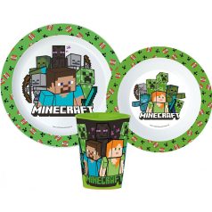   Minecraft étkészlet, micro műanyag szett, pohárral 260 ml