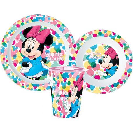 Disney Minnie étkészlet, micro műanyag szett, pohárral 260 ml