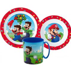   Super Mario étkészlet, micro műanyag szett bögrével 350 ml