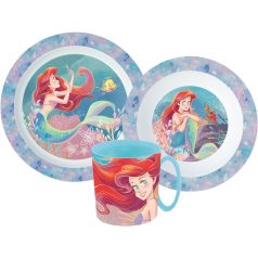   Disney Hercegnők Ariel étkészlet, micro műanyag szett bögrével 350 ml